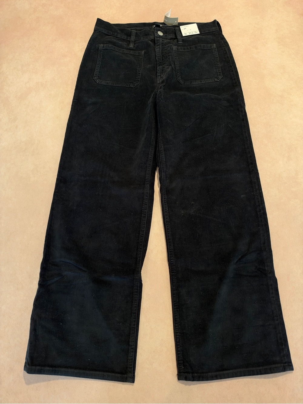 J. Crew Black ‘96 Slim Wide Pants in Stretch Corduroy Jeans •size 27 •NWT •CC444